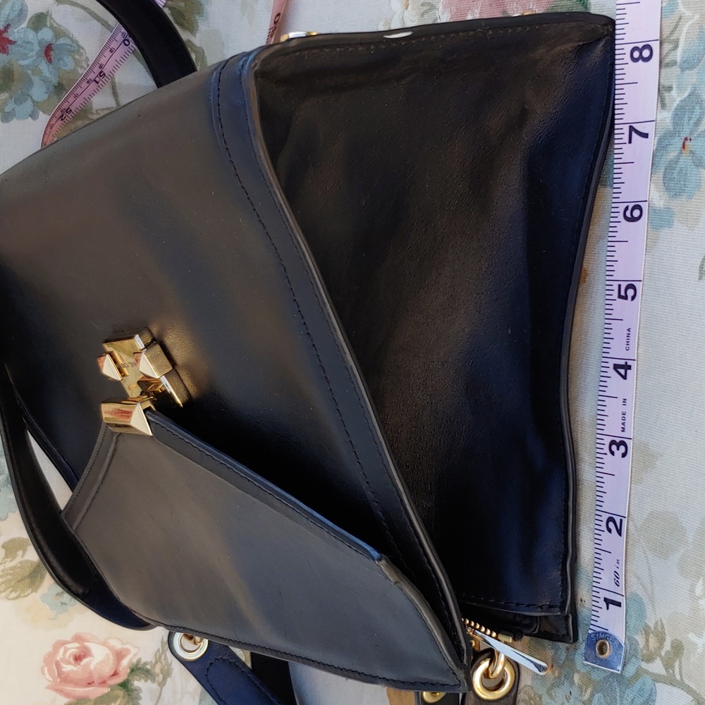 Michael Kors Black Leather Envelope Satchel Bag with Shoulder Strap - Picture 10 of 17